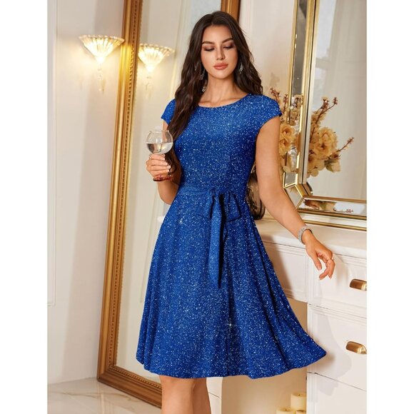 Dresstells Women's Glitter_royalblueModest Vintage Cocktail Formal Party Dresses - Picture 5 of 6